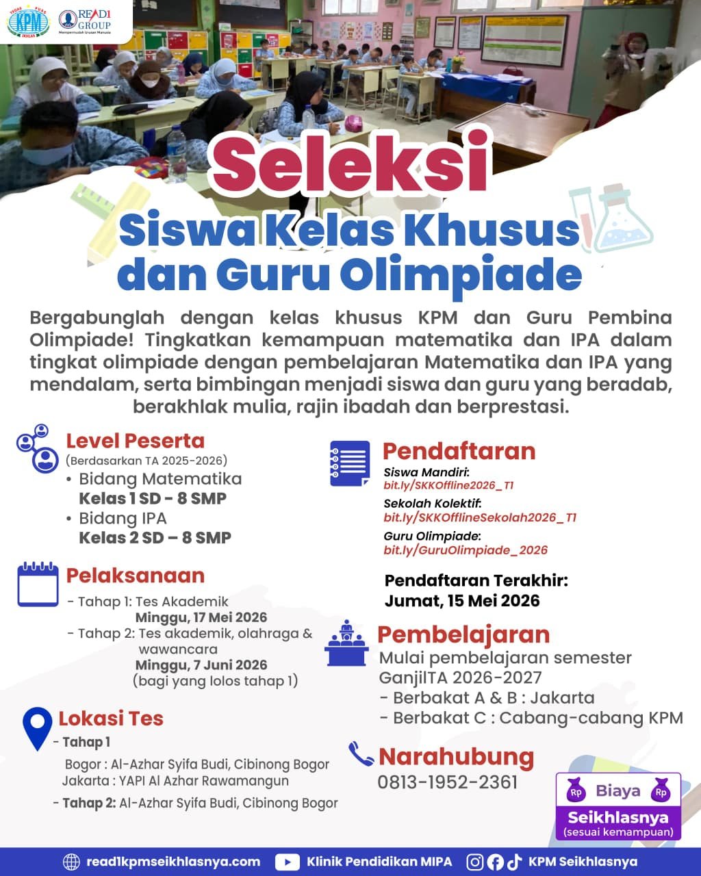  SELEKSI KELAS KHUSUS OFFLINE KLINIK PENDIDIKAN MIPA