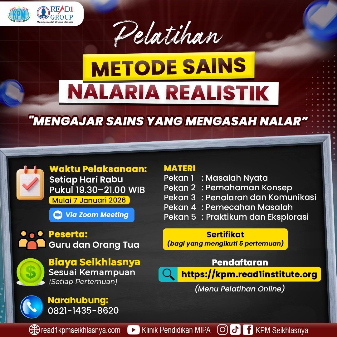 📢 PELATIHAN METODE SAINS NALARIA REALISTIK