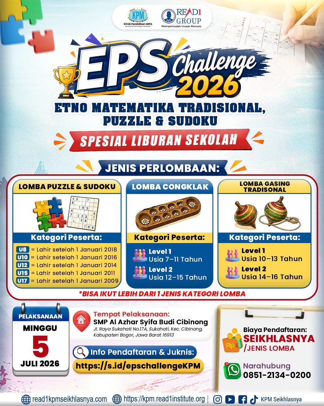 EPS Challenge 2026 : Etno Matematika Tradisional, Puzzle & Sudoku
