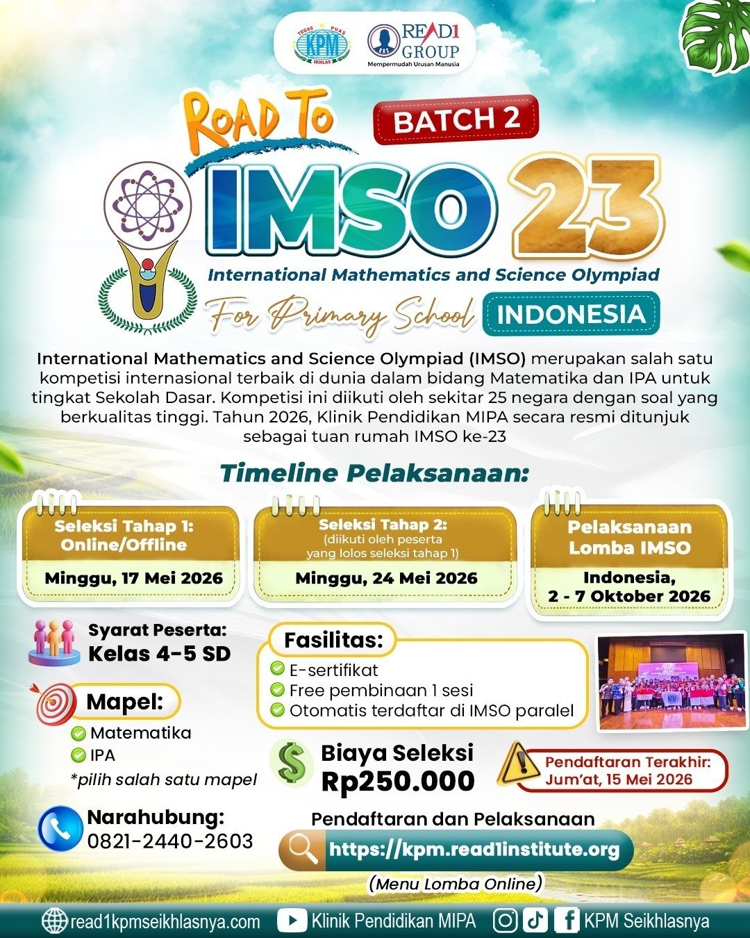 🚨SELEKSI IMSO BATCH 2 TELAH DIBUKA‼️😱