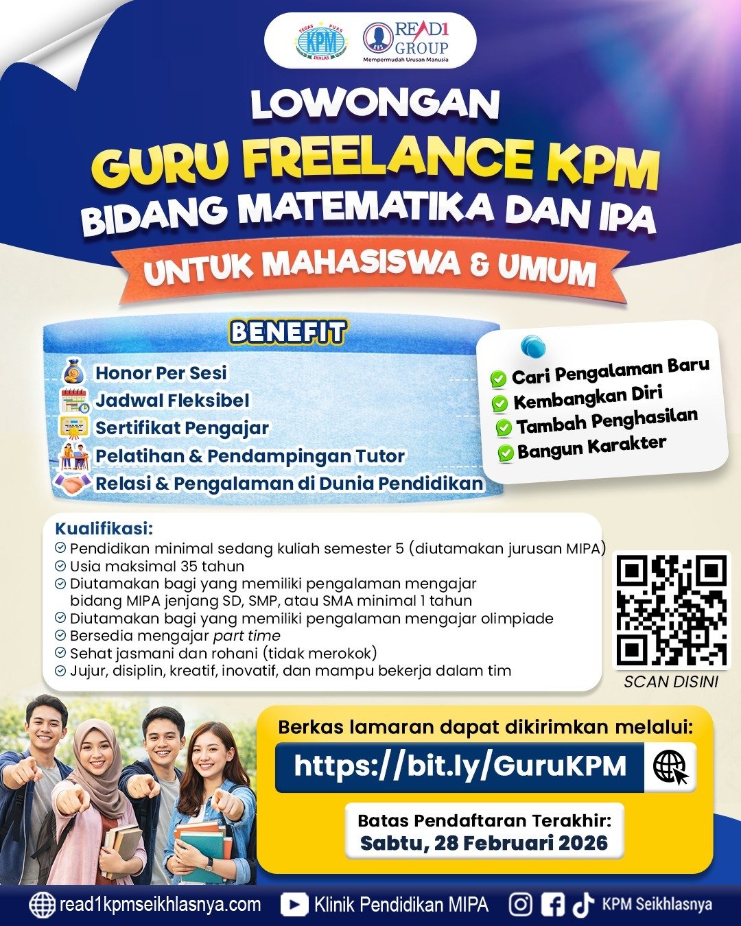 Klinik Pendidikan MIPA (KPM) membuka LOWONGAN