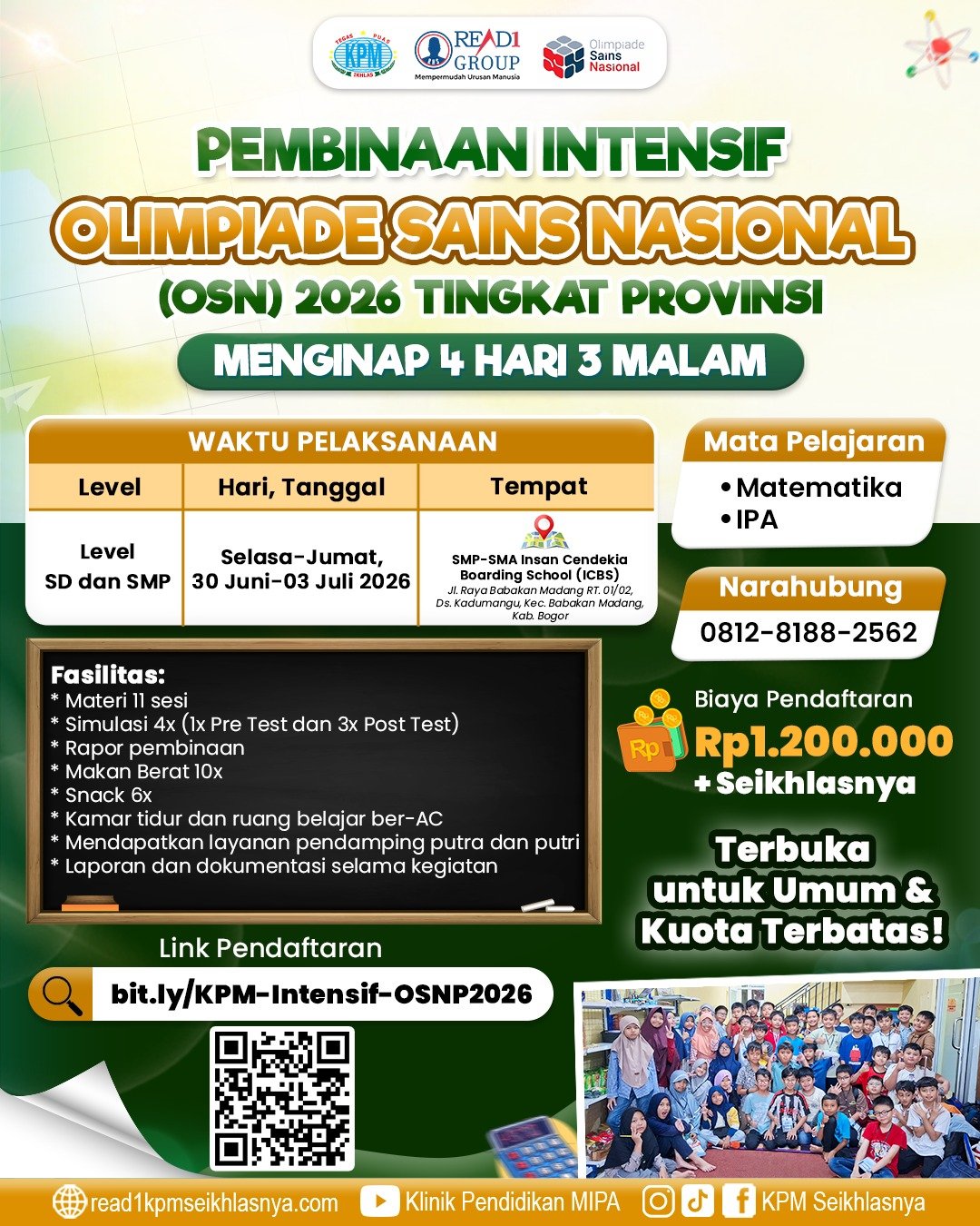 Pembinaan Intensif OSN-P 2026 : 4 Hari 3 Malam