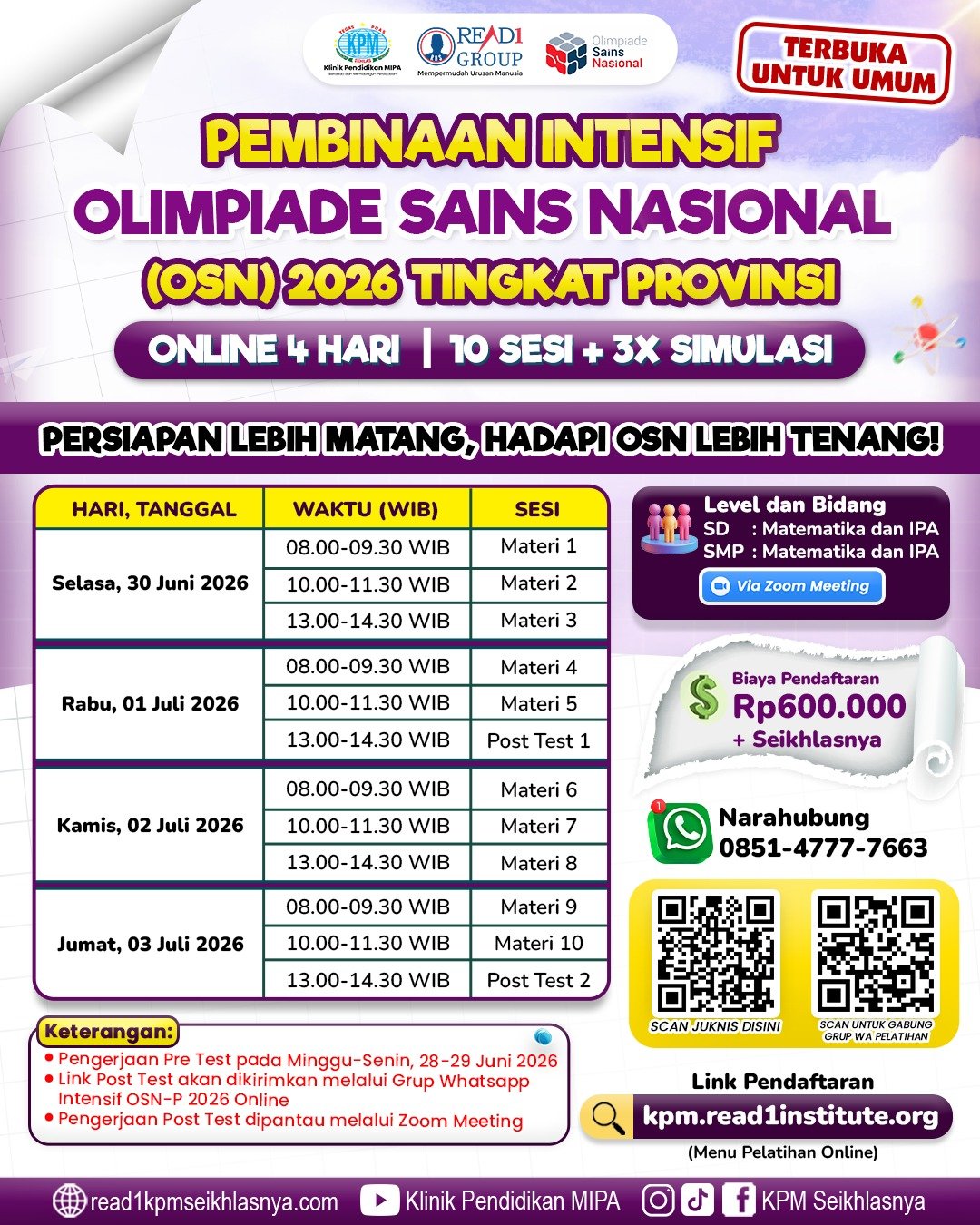 Pembinaan Intensif OSN-P 2026 4 Hari Online
