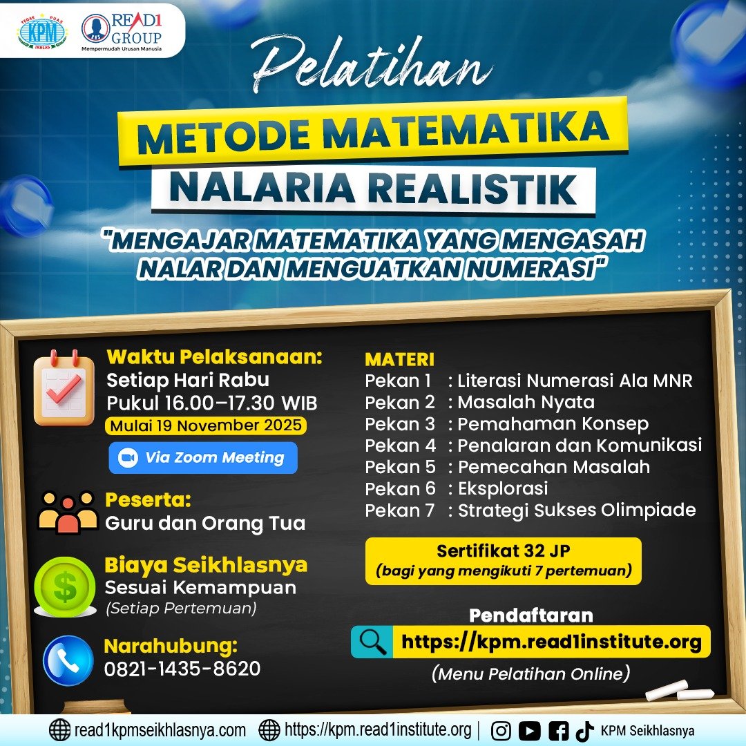  Pelatihan Metode Matematika Nalaria Realistik (MNR) bersama Klinik Pendidikan MIPA!